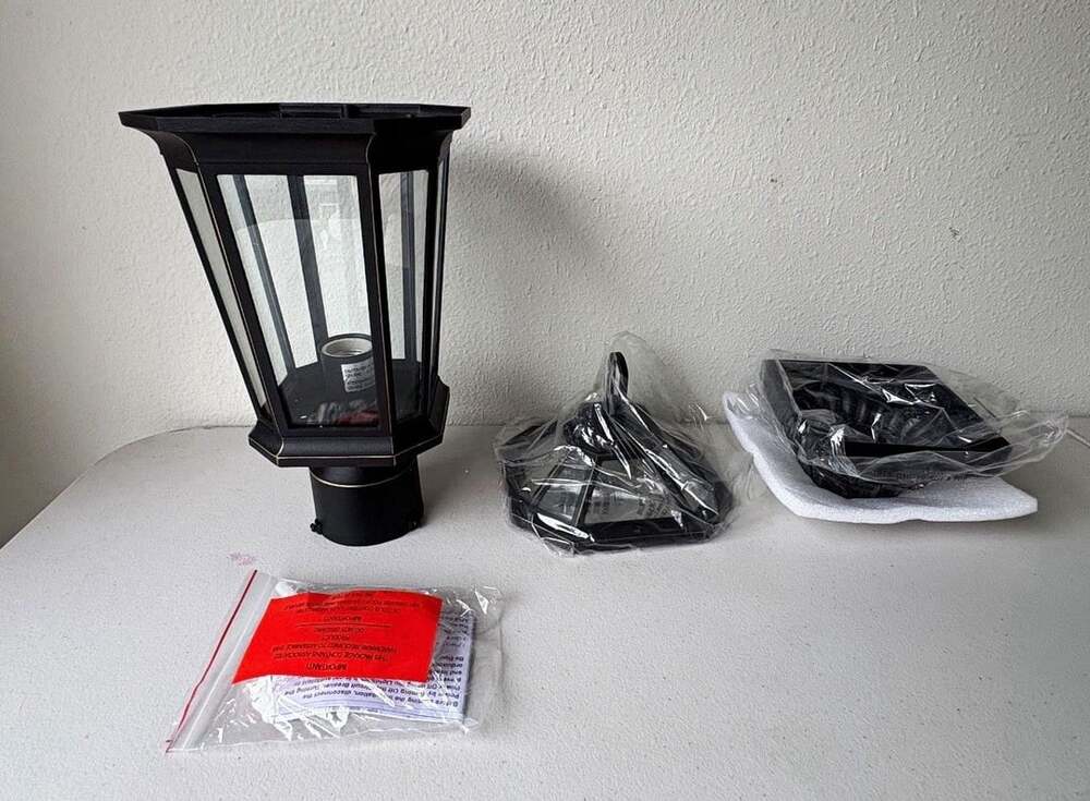 VIONIS Outdoor Post Lantern Matte Black Dusk to Dawn Sensor Light Fixture
